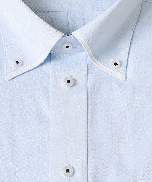 TETE HOMME（テットオム）の「形態安定 アソート T/Cデザインボタンダウンドレスシャツ（ビジネスシャツ・メンズ・ホワイト系1/サックスブルー/ブルー・MEDIUM/X-LARGE/LARGE）」の5枚目の写真