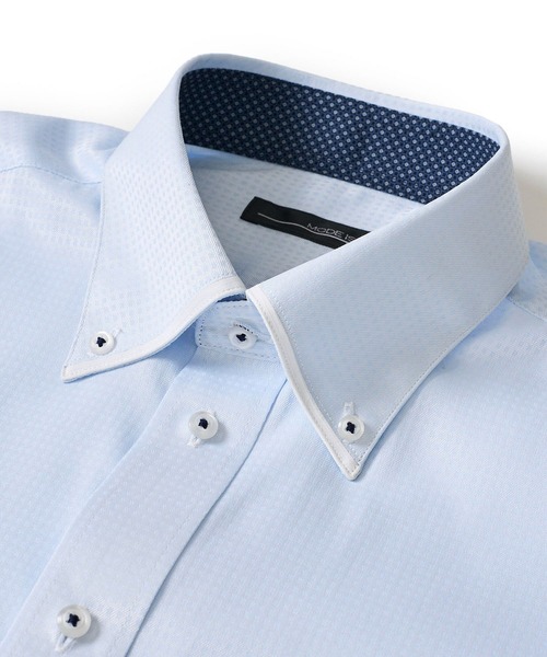 TETE HOMME（テットオム）の「形態安定 アソート T/Cデザインボタンダウンドレスシャツ（ビジネスシャツ・メンズ・ホワイト系1/サックスブルー/ブルー・MEDIUM/X-LARGE/LARGE）」の9枚目の写真