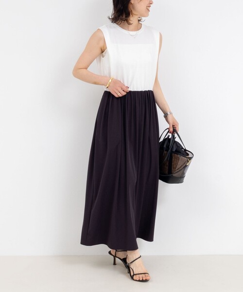 NOLLEY’S（ノーリーズ）の「撥水UVカットドッキングワンピース（ワンピース・レディース・オフホワイト/ブラック/ブラック系その他・36/38）」の4枚目の写真