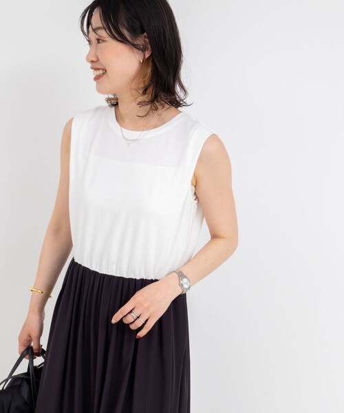 NOLLEY’S（ノーリーズ）の「撥水UVカットドッキングワンピース（ワンピース・レディース・オフホワイト/ブラック/ブラック系その他・36/38）」の7枚目の写真