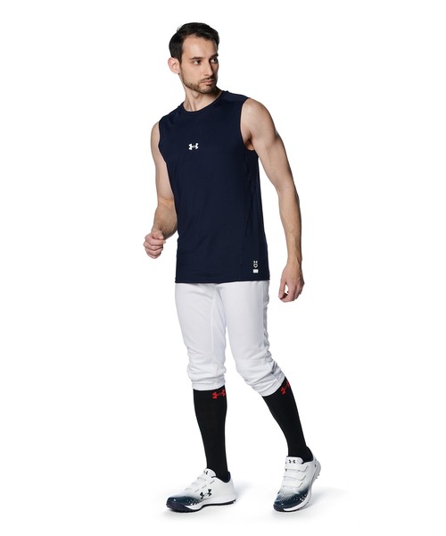 UNDER ARMOUR(アンダーアーマー)の「UAヒートギア コンフォート フィッティド スリーブレス クルーネック シャツ(ベースボール/メンズ)(Tシャツ/カットソー・メンズ・ネイビー・L/XL/2XL/S/M/3XL)」の3枚目の写真
