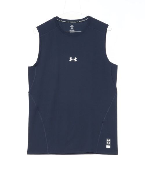 UNDER ARMOUR(アンダーアーマー)の「UAヒートギア コンフォート フィッティド スリーブレス クルーネック シャツ(ベースボール/メンズ)(Tシャツ/カットソー・メンズ・ネイビー・L/XL/2XL/S/M/3XL)」の6枚目の写真