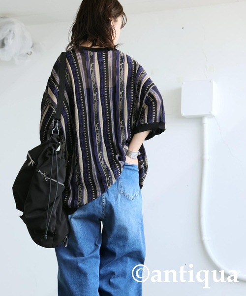 antiqua(アンティカ)の「ニット×デニム コーデセット(ニット/セーター・レディース・ブラック系その他2/ブラック系その他/ブラック系その他3・1)」の4枚目の写真