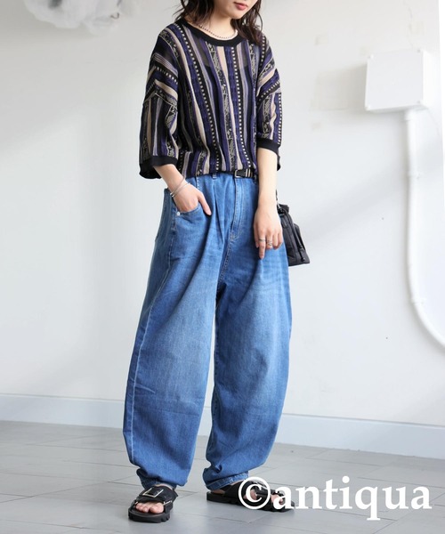 antiqua(アンティカ)の「ニット×デニム コーデセット(ニット/セーター・レディース・ブラック系その他2/ブラック系その他/ブラック系その他3・1)」の7枚目の写真