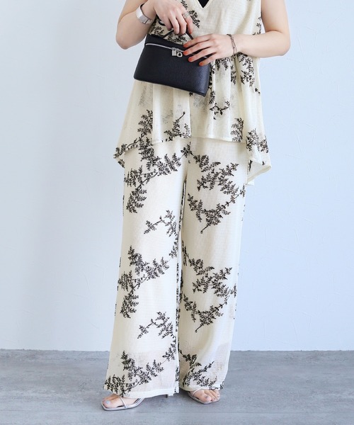 reca(レカ)の「リーフ柄刺繍メッシュセットアップ(セットアップ・レディース・ブラック/アイボリー・M)」の5枚目の写真