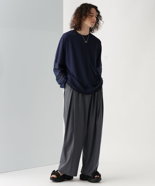 HARE(ハレ)の「【接触冷感】ICY FEELディープタックワイドストレートトラウザー(HARE)(スラックス・メンズ・ブラック/グレー/レッド/ネイビー・SMALL/MEDIUM)」の9枚目の写真