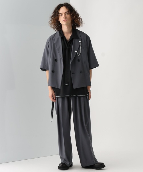 HARE(ハレ)の「【接触冷感】ICY FEELディープタックワイドストレートトラウザー(HARE)(スラックス・メンズ・ブラック/グレー/レッド/ネイビー・SMALL/MEDIUM)」の10枚目の写真