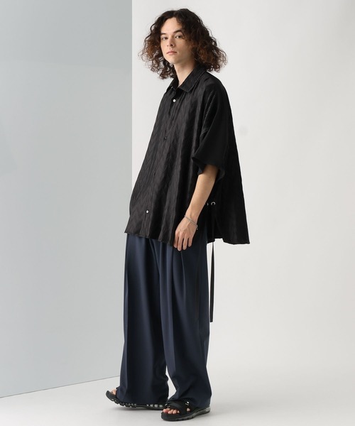 HARE(ハレ)の「【接触冷感】ICY FEELディープタックワイドストレートトラウザー(HARE)(スラックス・メンズ・ブラック/グレー/レッド/ネイビー・SMALL/MEDIUM)」の19枚目の写真