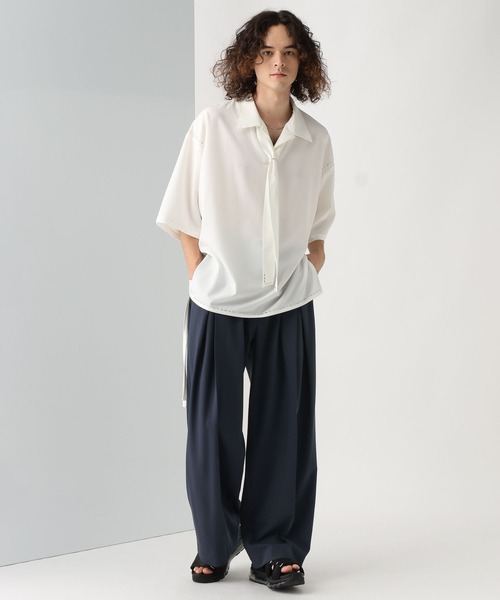 HARE(ハレ)の「【接触冷感】ICY FEELディープタックワイドストレートトラウザー(HARE)(スラックス・メンズ・ブラック/グレー/レッド/ネイビー・SMALL/MEDIUM)」の21枚目の写真