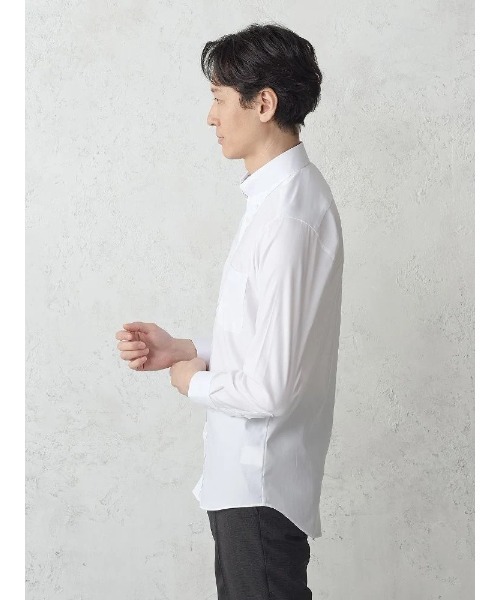 Perfect Suit FActory(パーフェクトスーツファクトリー)の「【ノンアイロン】長袖ワイシャツ【クラシコ】テックスブリッド ホワイト/サックス(ビジネスシャツ・メンズ・サックスブルー/ホワイト・M/S/LL/L)」の6枚目の写真