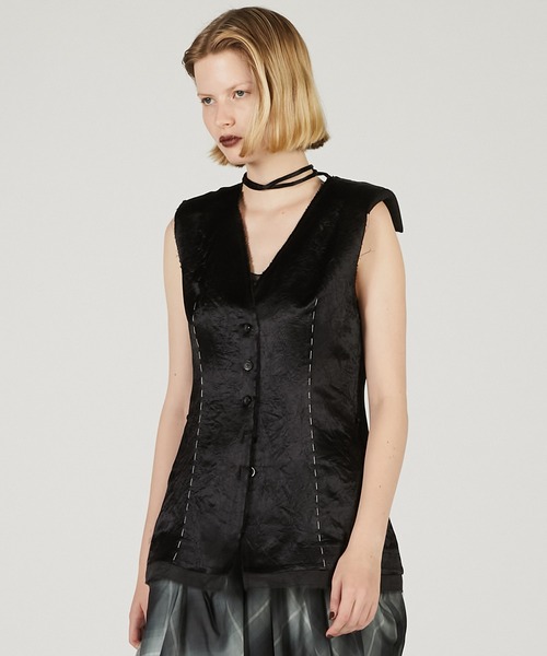 トップス prank project Satin Cami Tunic Asymmetrical Lingerie Cami Tunic
