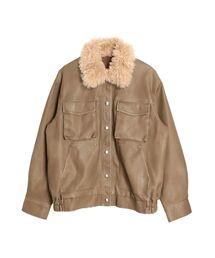CALNAMUR | ファーカラーフェイクレザーモンスターブルゾン(ブルゾン)