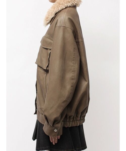 CALNAMUR（カルナムール）の「ファーカラーフェイクレザーモンスターブルゾン（ブルゾン・レディース・ブラウン/ブラック/ベージュ・FREE）」の7枚目の写真