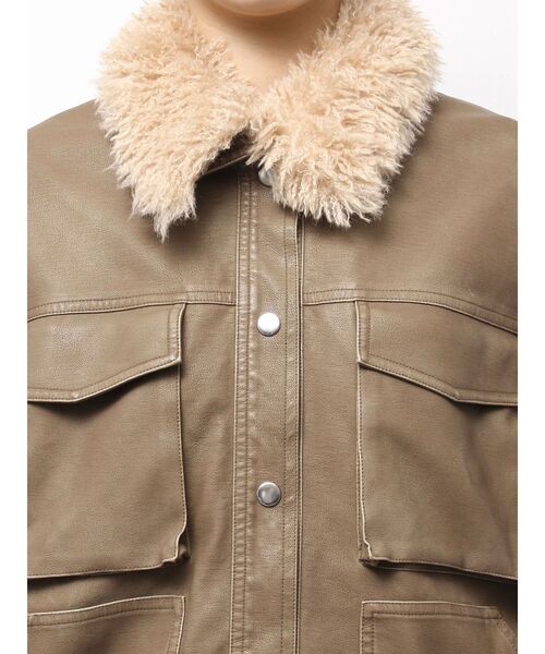 CALNAMUR（カルナムール）の「ファーカラーフェイクレザーモンスターブルゾン（ブルゾン・レディース・ブラウン/ブラック/ベージュ・FREE）」の9枚目の写真