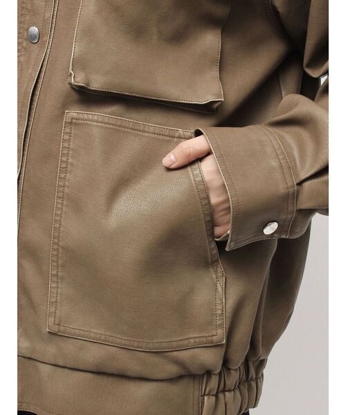 CALNAMUR（カルナムール）の「ファーカラーフェイクレザーモンスターブルゾン（ブルゾン・レディース・ブラウン/ブラック/ベージュ・FREE）」の12枚目の写真