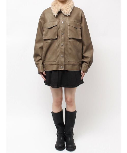 CALNAMUR（カルナムール）の「ファーカラーフェイクレザーモンスターブルゾン（ブルゾン・レディース・ブラウン/ブラック/ベージュ・FREE）」の18枚目の写真