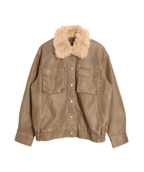 CALNAMUR（カルナムール）の「ファーカラーフェイクレザーモンスターブルゾン（ブルゾン・レディース・ブラウン/ブラック/ベージュ・FREE）」の13枚目の写真