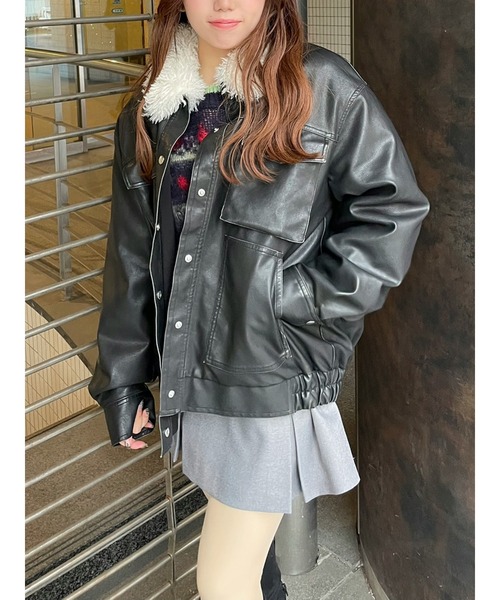 CALNAMUR（カルナムール）の「ファーカラーフェイクレザーモンスターブルゾン（ブルゾン・レディース・ブラウン/ブラック/ベージュ・FREE）」の11枚目の写真