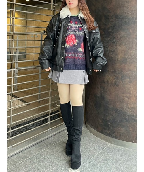 CALNAMUR（カルナムール）の「ファーカラーフェイクレザーモンスターブルゾン（ブルゾン・レディース・ブラウン/ブラック/ベージュ・FREE）」の10枚目の写真