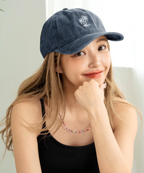 anap mimpi（アナップミンピ）の「パームツリー 刺繍 ウォッシュ加工 キャップ（キャップ・レディース・ネイビー/ベージュ・FREE）」の2枚目の写真