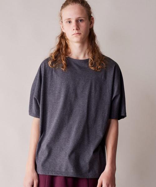 gontaドゥロワー drawer ドルマン風 スエット素材 ロゴ グレ rehacer : Dolman Drape CS / ドルマンドレープ カットソー(T