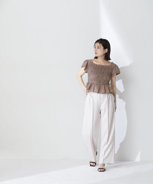 【新品】NATURAL BEAUTY BASICレースアップシャーリングブラウス ◇レースアップシャーリングブラウス(シャツ/ブラウス