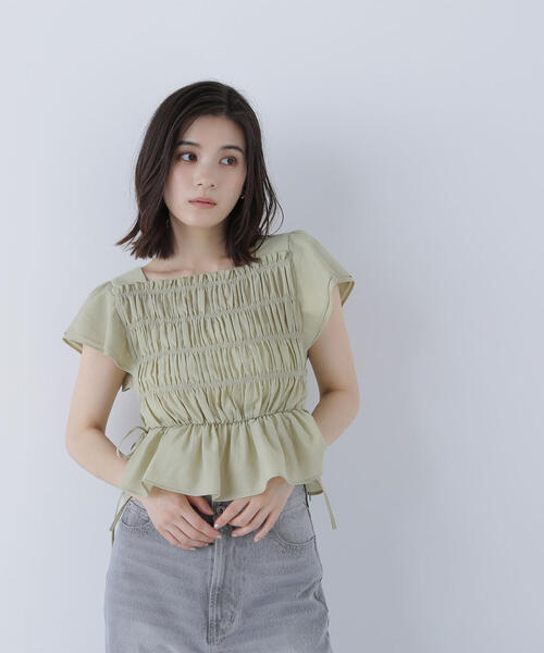 【新品】NATURAL BEAUTY BASICレースアップシャーリングブラウス ◇レースアップシャーリングブラウス(シャツ/ブラウス