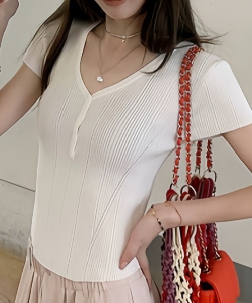tシャツ DEEP V-NECK SLIM TOP/Vネックヘンリースリムトップス レディース Amazon | [JIYUTOR] vネック 長袖Tシャツ レディース
