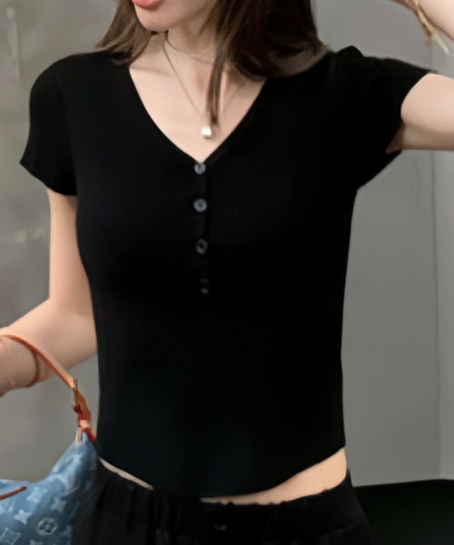 tシャツ 「WEB限定」プリマベールリブヘンリーネックTシャツ レディース LAYERED HENRY NECK T / レイヤードヘンリーネックTシャツ（T