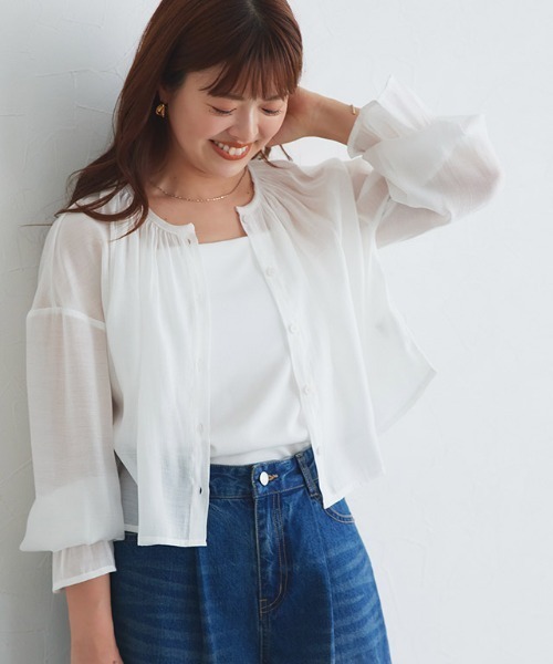 Pierrot（ピエロ）の「シアーキャンディブラウス（シャツ/ブラウス・レディース・オフホワイト/ミント・M/L）」の2枚目の写真
