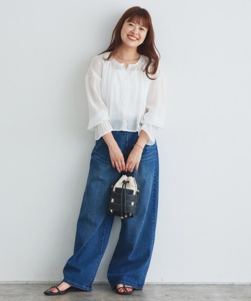 Pierrot（ピエロ）の「シアーキャンディブラウス（シャツ/ブラウス・レディース・オフホワイト/ミント・M/L）」の6枚目の写真