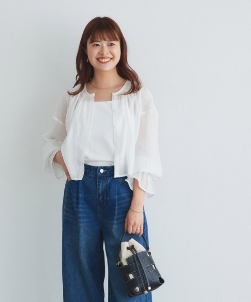 Pierrot（ピエロ）の「シアーキャンディブラウス（シャツ/ブラウス・レディース・オフホワイト/ミント・M/L）」の8枚目の写真