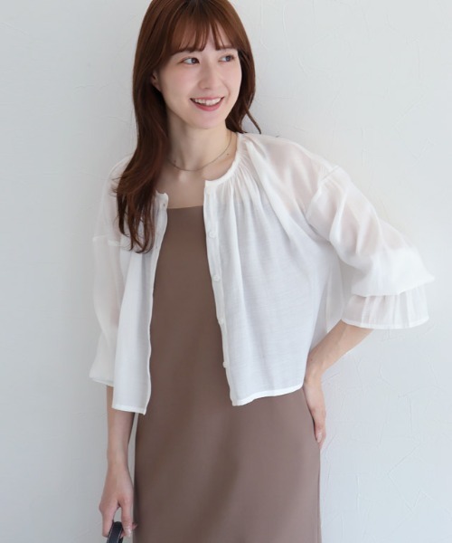 Pierrot（ピエロ）の「シアーキャンディブラウス（シャツ/ブラウス・レディース・オフホワイト/ミント・M/L）」の10枚目の写真