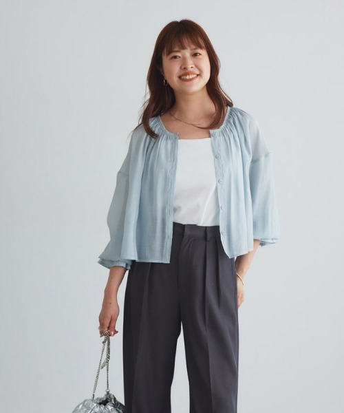 Pierrot（ピエロ）の「シアーキャンディブラウス（シャツ/ブラウス・レディース・オフホワイト/ミント・M/L）」の14枚目の写真