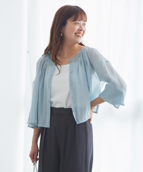Pierrot（ピエロ）の「シアーキャンディブラウス（シャツ/ブラウス・レディース・オフホワイト/ミント・M/L）」の15枚目の写真