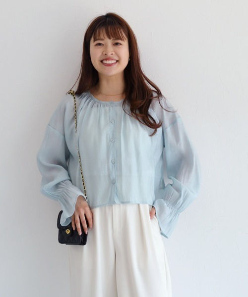 Pierrot（ピエロ）の「シアーキャンディブラウス（シャツ/ブラウス・レディース・オフホワイト/ミント・M/L）」の17枚目の写真