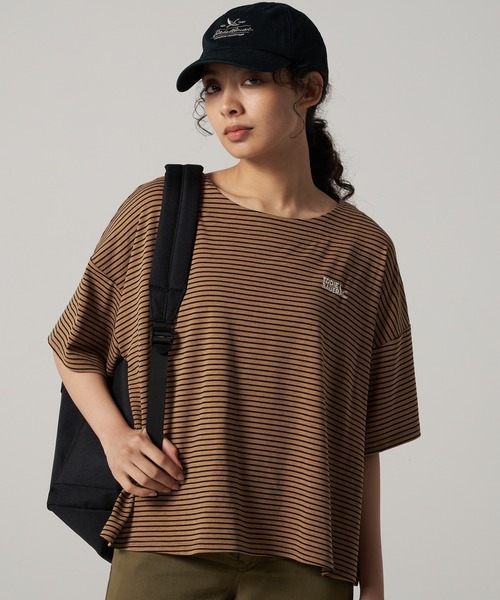 Eddie Bauer(エディーバウアー)の「ボーダー 半袖 Tシャツ(Tシャツ/カットソー・レディース・ダークベージュ/オフホワイト/ブラック・S/M/L/XL)」の3枚目の写真