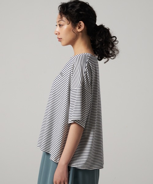 Eddie Bauer(エディーバウアー)の「ボーダー 半袖 Tシャツ(Tシャツ/カットソー・レディース・ダークベージュ/オフホワイト/ブラック・S/M/L/XL)」の18枚目の写真