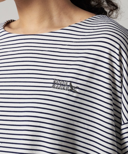 Eddie Bauer(エディーバウアー)の「ボーダー 半袖 Tシャツ(Tシャツ/カットソー・レディース・ダークベージュ/オフホワイト/ブラック・S/M/L/XL)」の9枚目の写真