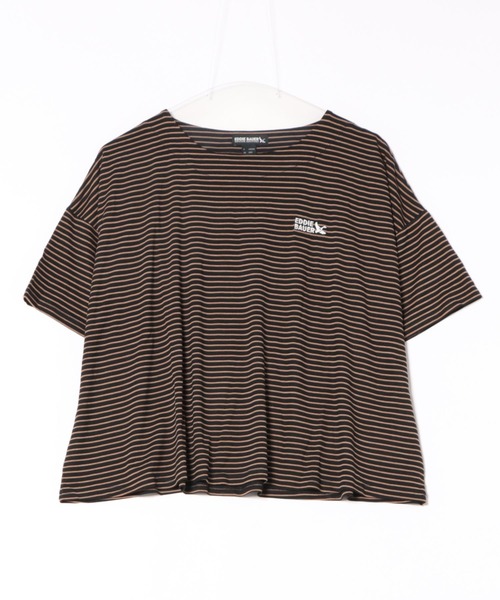 Eddie Bauer(エディーバウアー)の「ボーダー 半袖 Tシャツ(Tシャツ/カットソー・レディース・ダークベージュ/オフホワイト/ブラック・S/M/L/XL)」の5枚目の写真