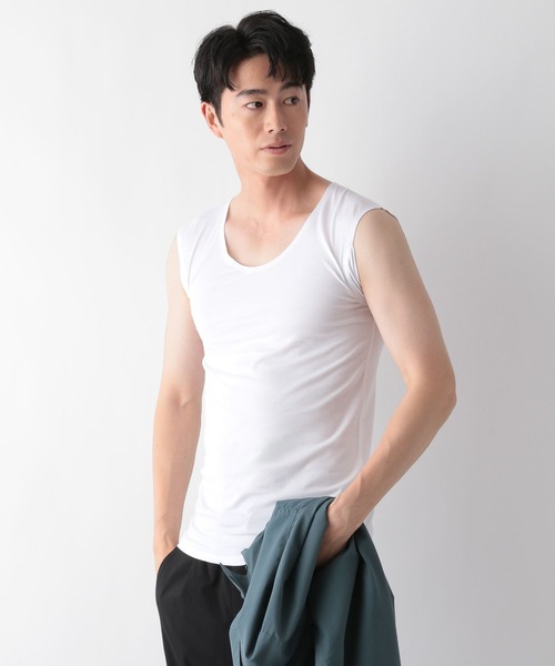 GLOBAL WORK(グローバルワーク)の「やわらかストレッチパッド付きTシャツ/FFFIT エフィット/494504(タンクトップ・メンズ・ホワイト/ライトベージュ/ブラック・LARGE/MEDIUM/SMALL/X-LARGE)」の17枚目の写真