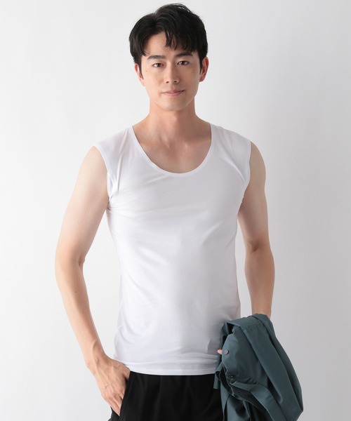 GLOBAL WORK(グローバルワーク)の「やわらかストレッチパッド付きTシャツ/FFFIT エフィット/494504(タンクトップ・メンズ・ホワイト/ライトベージュ/ブラック・LARGE/MEDIUM/SMALL/X-LARGE)」の18枚目の写真