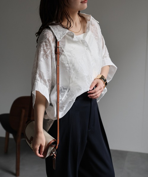 ohga ジャガード フラワー ブラウス OHGA FLOWER BLOUSE オーガ フラワー ブラウス ジャガード