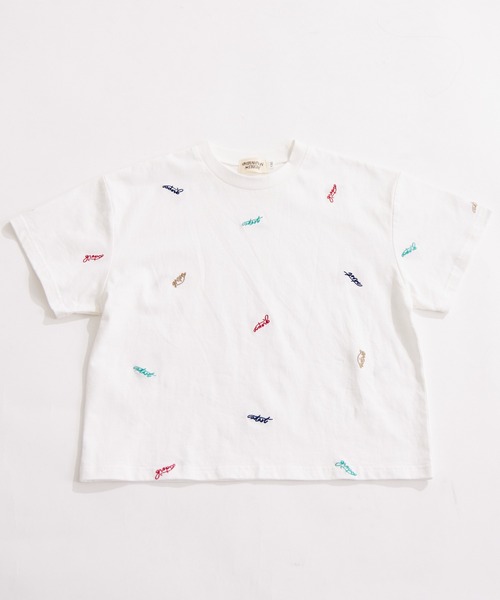 PAIRMANON STREET（ペアマノンストリート）の「【PAIRMANON STREET】総柄 刺繍 ロゴ オーバーサイズ Tシャツ（Tシャツ/カットソー・キッズ・ホワイト/ネイビー/ブラック・100/140/90/160/150/120/110/130）」の9枚目の写真