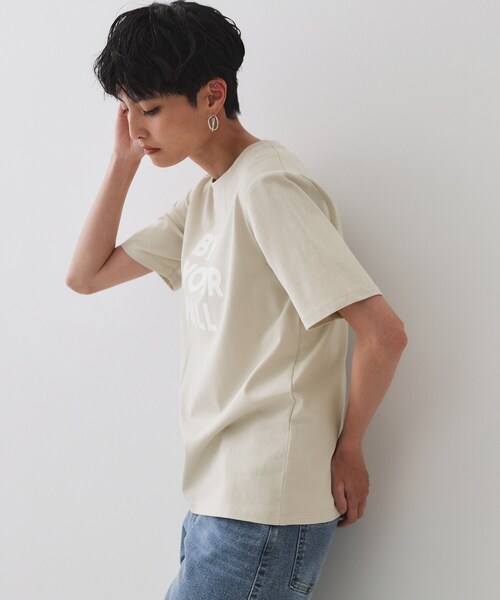 OPAQUE.CLIP(オペークドットクリップ)の「◆ロゴプリントTシャツ【洗濯機洗い可】(Tシャツ/カットソー・レディース・ホワイト/チャコールグレー/ライトベージュ・38/40/42)」の12枚目の写真