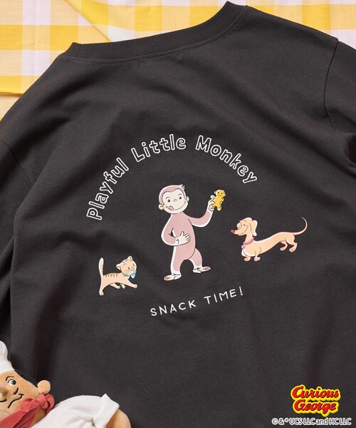 tシャツ 「おさるのジョージ」 バックプリントTシャツ/ビッグシルエットTシャツ レディース おさるのジョージ」 バックプリントTシャツ/ビッグシルエットT