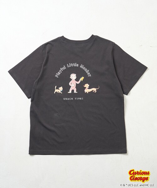 tシャツ 「おさるのジョージ」 バックプリントTシャツ/ビッグシルエットTシャツ レディース おさるのジョージ」 バックプリントTシャツ/ビッグシルエットT