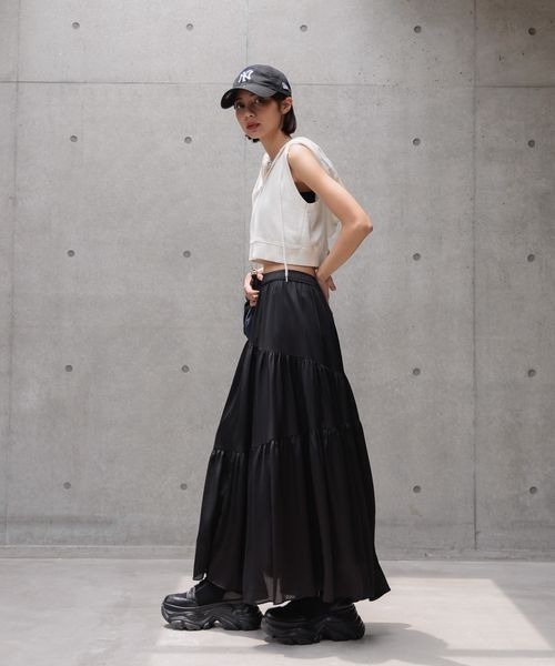 PAGEBOY（ページボーイ）の「ノースリーブショートZIPパーカー（パーカー・レディース・オフホワイト/グレー/チャコールグレー・FREE）」の7枚目の写真