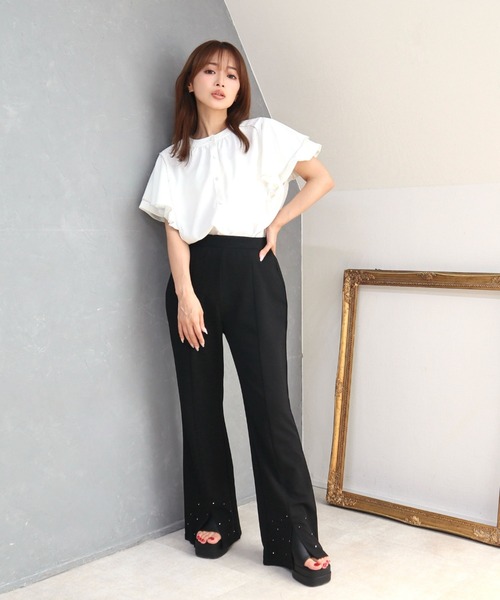 CECIL McBEE(セシルマクビー)の「ラインストーン付カットフレアパンツ(その他パンツ・レディース・ダークグレー/ブラック・LARGE/MEDIUM)」の10枚目の写真