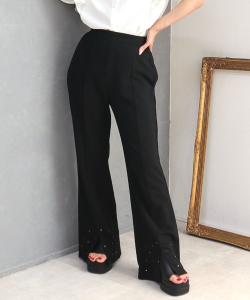 CECIL McBEE(セシルマクビー)の「ラインストーン付カットフレアパンツ(その他パンツ・レディース・ダークグレー/ブラック・LARGE/MEDIUM)」の11枚目の写真